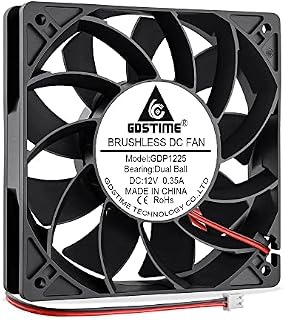GDSTIME 120mm Fan 120mm x 25mm 12V Fan Dual Ball Bearing DC Brushless Cooling Fan 3000 RPM Case Fan 114 CFM Big Airflow For PSU Cabinet Server Workstation