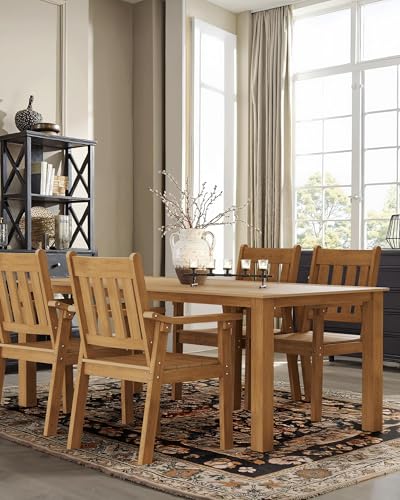 Image of YEFU Patio Dining Chairs Set of 4: All Weather Outdoor Dining Chairs with Wide Curved Seat and Backrest - Outdoor Furniture Plastic for Outside Backyard /Garden /Porch /Deck 350lbs Capacity Teak