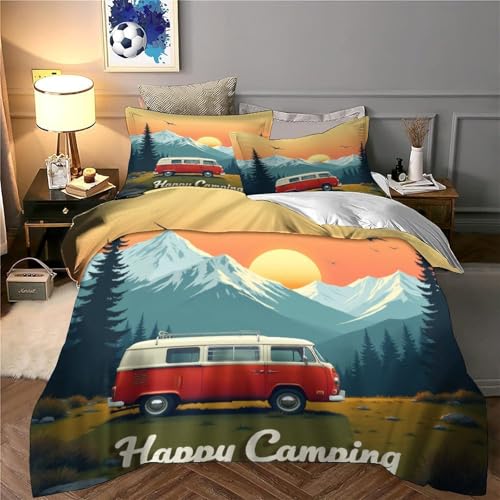Housse de couette Fourgonnette Vintage microfibre ultra douce 140x200 - 6