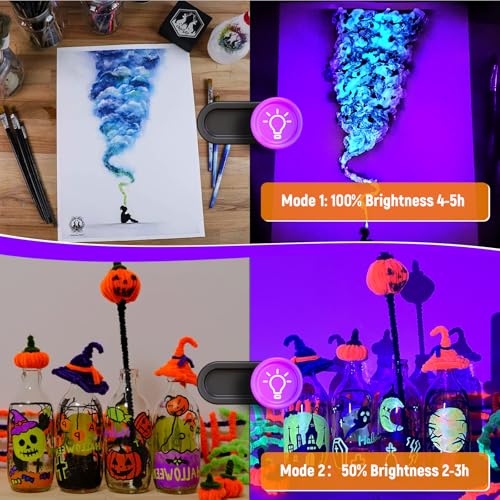 Image of Benss LED Black Ligh,Rechargeable 5000mAh 120 UV led, IP65 Waterproof & Magnetic, Long Runtime Ultraviolet Light for Neon Glow Party, Halloween, UV Posters, Body Paint, Fluorescent Art