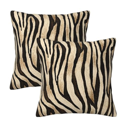 Yinzaishe Animal Tiger Skin Print Black and Gold Throw Pillow Cover 18x18 Inch Set of 2 Home Deco Square Pillow Case Cushion Covers for Bed Sofa Living Room Indoor and Outdoor