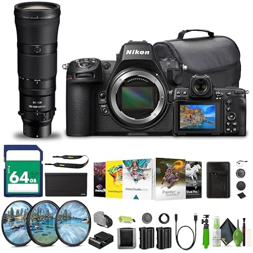 Nikon Z8 Professional Full Frame Mirrorless 8K Video & Stills Hybrid FX Camera + EN-EL15C Battery + 64GB Memory Card+ Nikon NIKKOR Z 180-600mm f/5.6-6.3 VR Lens (Nikon Z) + More