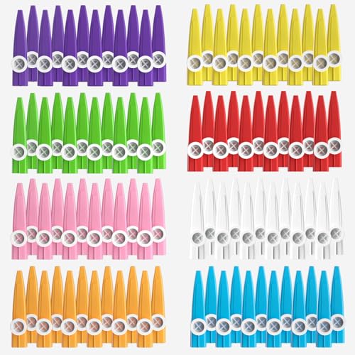 Cheelyvin.H 64 Pcs 8 Colors Plastic Kazoos for Kids Bulk, Children Birthday Party Bulk Gifts Game Prizes Early Childhood Educational Gifts Classrooms Musical Instrument