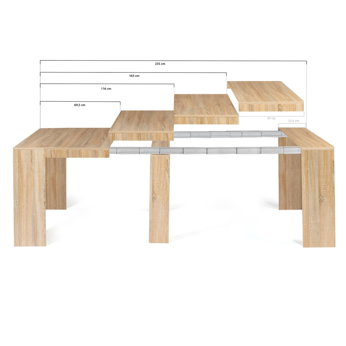 IDMarket - Tavolo consolle allungabile Eden 10 persone 235 cm effetto legno invecchiato e nero IDMarket - Tavolo consolle allungabile Eden 10 persone 235 cm effetto legno invecchiato e nero