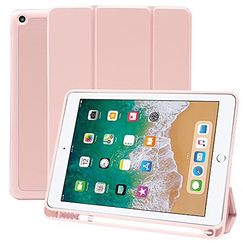 MS factory iPad 9.7 用 ケース 2018 2017 アイパッド 第5 第6世代 カバー Apple Pencil 収納 耐衝撃 スマートカバー ソフト TPU オートスリープ ペンシルホルダー ピンクサンド IPD-5-S-HDR-PK