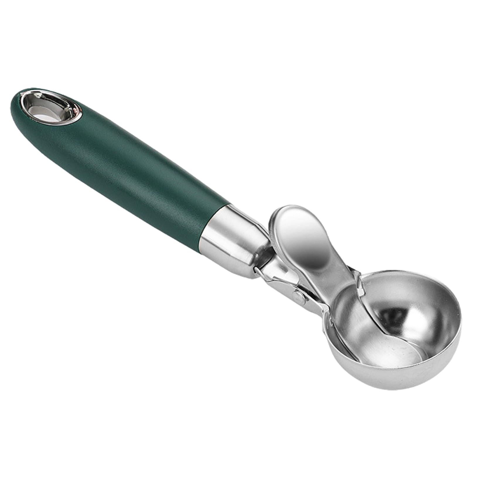 Melon Baller Scoop, Stainless Steel Ice Cream Scooper with Quick Release Trigger, Easy to Clean Cookie Scoop with Hanging Plastic Handle for Baking Kitchen