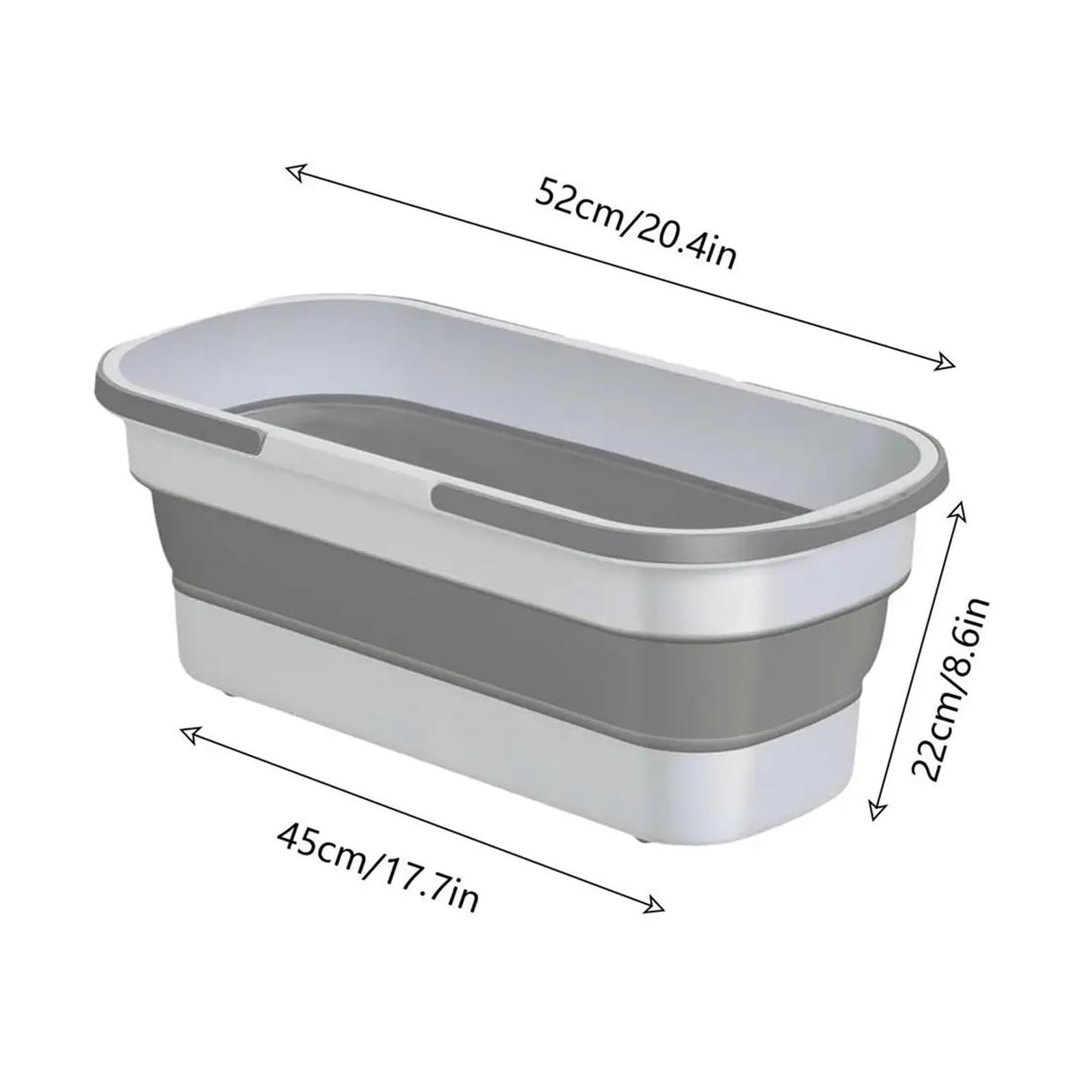 Vadrouille à Seau Pliante, Portable, Pliable avec Roue, Bassin Multifonctionnel, Articles ménagers, Camping-Car(White Gray)