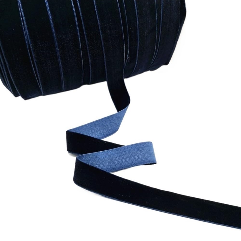 WEITINGKKK Ribbons for Gift Wrapping, Wedding Decor Ribbons 5 Yards Multicolor Velvet Ribbon 6-25mm Handmade Fringe Fabric(Dark Blue,20mm)