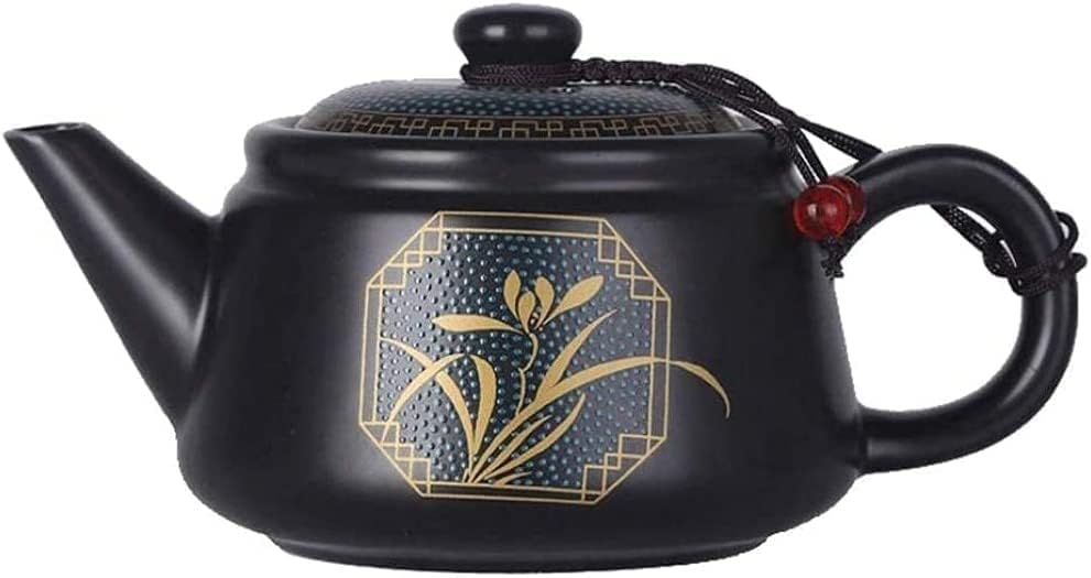 LIANXIAO - Juego de té de cerámica negra vintage tetera de porcelana tetera hecha a mano 85fl oz