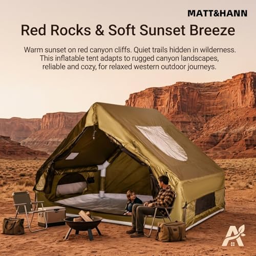 Image of Inflatable Glamping Tent for Family Camping, 4-6 Person Air Tent w /Skylight