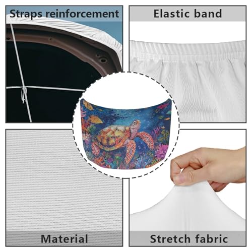 Image of Turtle Pattern Car Hood Cover Easy to Install Car Hood Cover Protector Elastic Fabrics Can be Washed Stretch Polyester Fabric Cover Personalized Suitable for Cars
