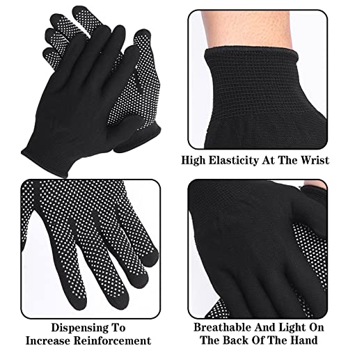 Wesoke Work Gloves, 3 Pairs Safety Protection Gloves for Men Women, Nylon Knitted Stretchy Dotted PVC Glove with Anti-Slip Grip Dots for Construction, Gardening, Mechanic, Warehouse, Industrial - Image 2