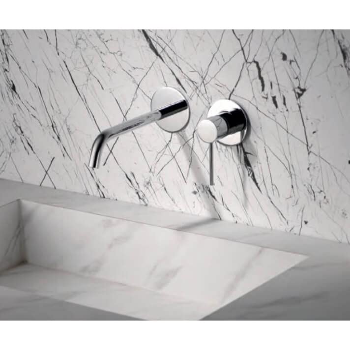 Mice - Grifo empotrado monomando de lavabo con montaje a la pared - grifos empotrados de baño para lavamanos - Color Cromo - Serie MILOS STICK GLIS045