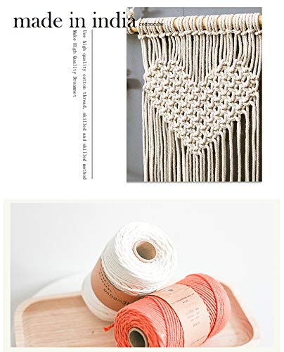 Image of Macrame Handmade Cotton Bohemian Style Heart Wall Hanging Beautiful Woven Wall Decor (Beige, Medium)