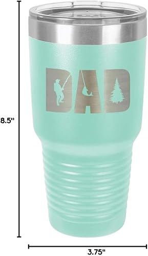 Miniatura 10 de Dad KNOCKOUT FISHING - Vaso de 30 onzas con popote y tapa superior deslizante Taza de viaje de acero inoxidable Comparar con Yeti Rambler