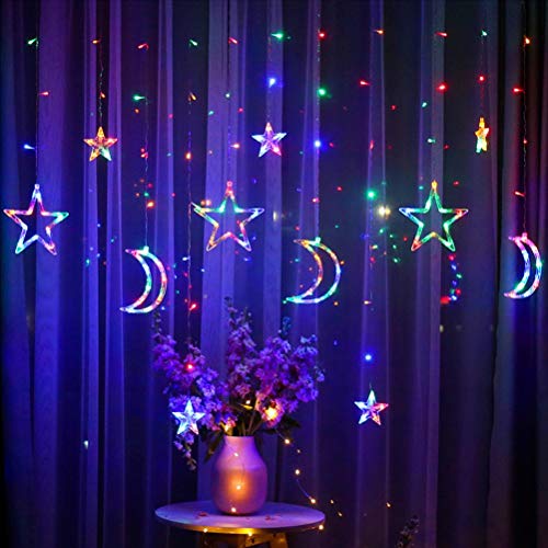 Luzes Star Moon Fairy Lights, 3,5 m, luzes de janela de lua estrela, 8 modos de luz de LED com contr