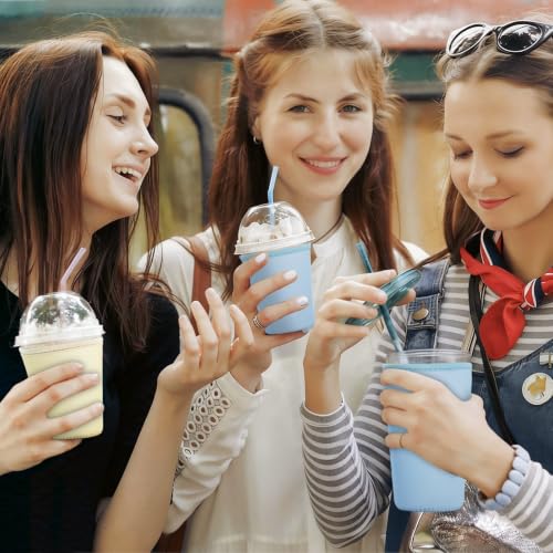 Image of Reusable Insulated Sleeve for Iced Coffee Cup, 3-Pack Coffee Neoprene Drink Sleeve for Cold & Hot Drinks, Beverage Holder for Iced Coffee (Baby Blue)