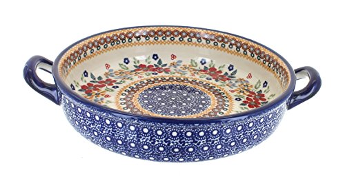 Image of Polish Pottery 9.5" Round Baker With Handles