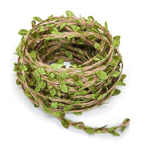Green Leaves Jute Twine String - Natural Jute Twine Leaf Rope 5m Wedding Party Favor Home Garden Decoration