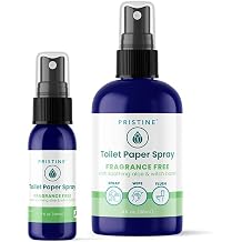 PRISTINE Toilet Paper Spray - As Seen on Shark Tank, More Natural Personal Cleansing Wipe Alternative, Spray Toilet Paper to Create Flushable Wipe, Fragrance Free 1 oz & 4 oz Bundle