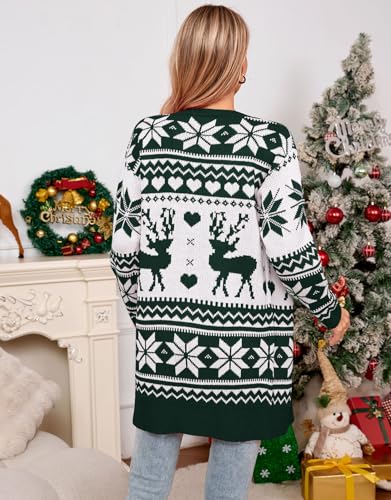 Image of Alsol Lamesa Women's Long Sleeve Heart Cardigan Sweaters V Neck Open Front Knit Coat