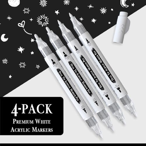 Miniatura 6 de Pinturale Arts Rotulador Blanco Acrilico Set 4 Rotuladores Acrilicos Blanco Doble Punta 0,7mm Y 3mm Para Pintar Piedras, Metal, Ceramica, Madera, Manualidades
