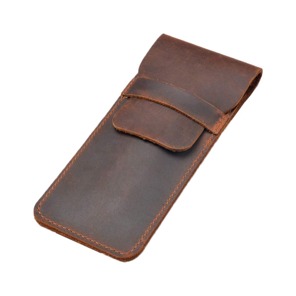 YANGLY Leather Pen Holder Brown Fountain Pen Pouch Pencil Holder Handmade Ballpoint Pen
