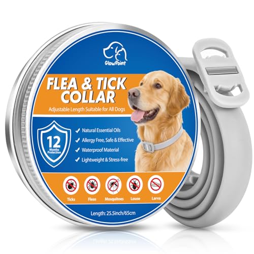 Collar Antiparasitario Perros, Collar Regulable y Resistente al Agua por 12 Meses, Repelente Duradero para la Prevención de Parasitas en Razas Pequeñas, Medianas y Grandes (65 cm)