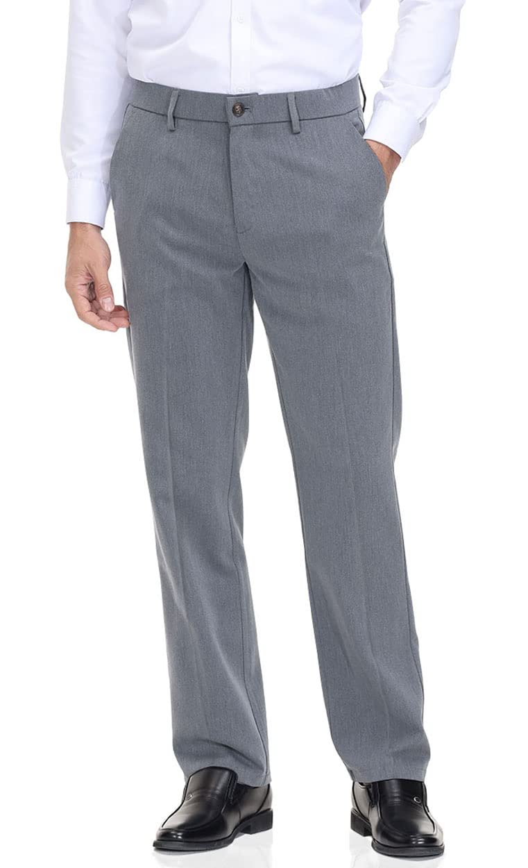 Soojun Men's Classic Fit Flex Waist Flat Front Dress Pant