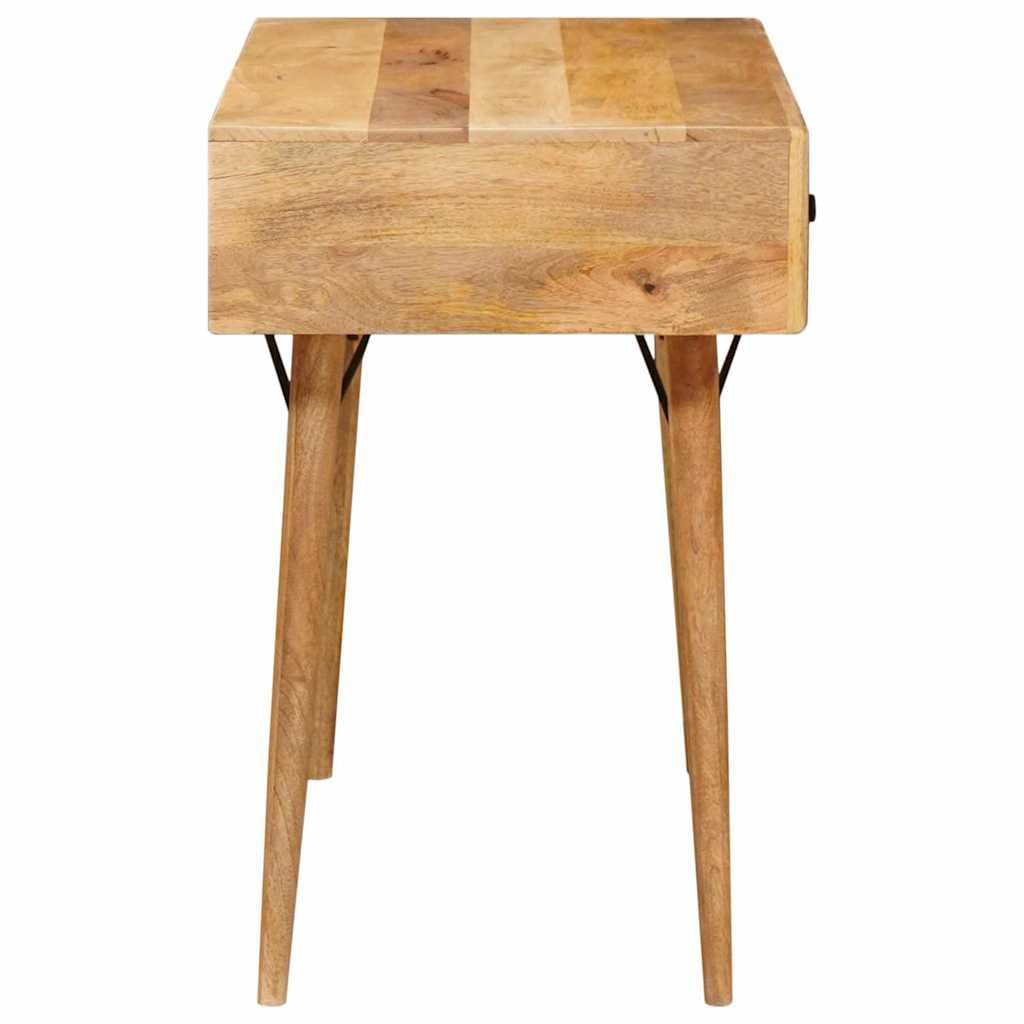 Schreibtisch Braun aus Massivholz Mango 110 x 50 x 76 cm mit 2 Schubladen und Stauraum für Computer, Laptop, Büro, Homeoffice, Lernen und Ordnung