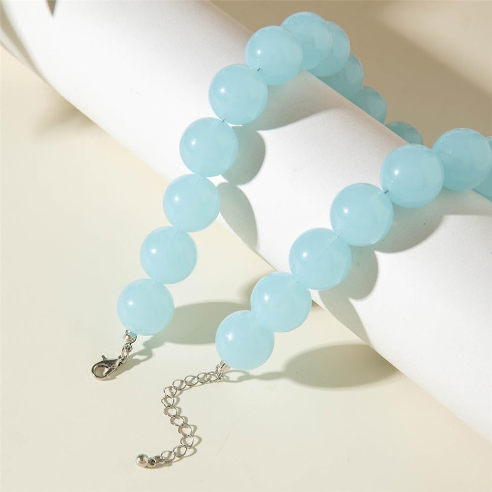 Hewill Colorful Chunky Beaded Necklace for Women Blue Green Pink Red Beads Choker Necklaces Acrylic Bead Statement Necklace Trendy Handmade Jewelry - Image 5