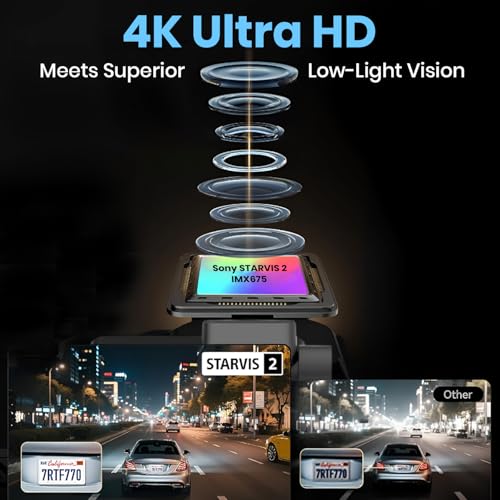 Image of Wyve i440 4K Dual Dashcam with Sony STARVIS 2 IMX675, 4K Front + 1080p Rear,GPS,5GHz WiFi,Parking Mode, 2.0 inch IPS,170 Wide Angle,Novatek High Performance Chipset,Supports 256GB