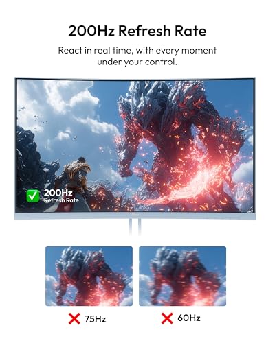 Image of Pixio PXC248WAVE Blue 24 inch 200Hz Refresh Rate FHD 1080p Resolution 1500R Curve Fast VA Panel 1ms GTG Response Time HDR Curved Gaming Monitor and PS1S Wave Blue Single Monitor Arm - Fits up to 32 in