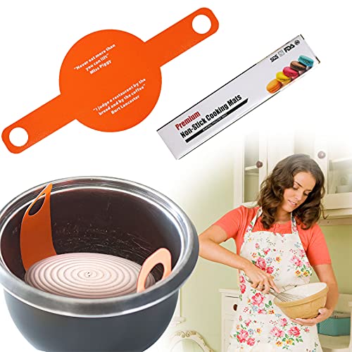 Topwon Reusable Parchment Paper, Silicone Bread Mat for Dutch Oven, Dough Transfer and Bread Sling Non-Stick Baking Mat Round Cake Making Sheet