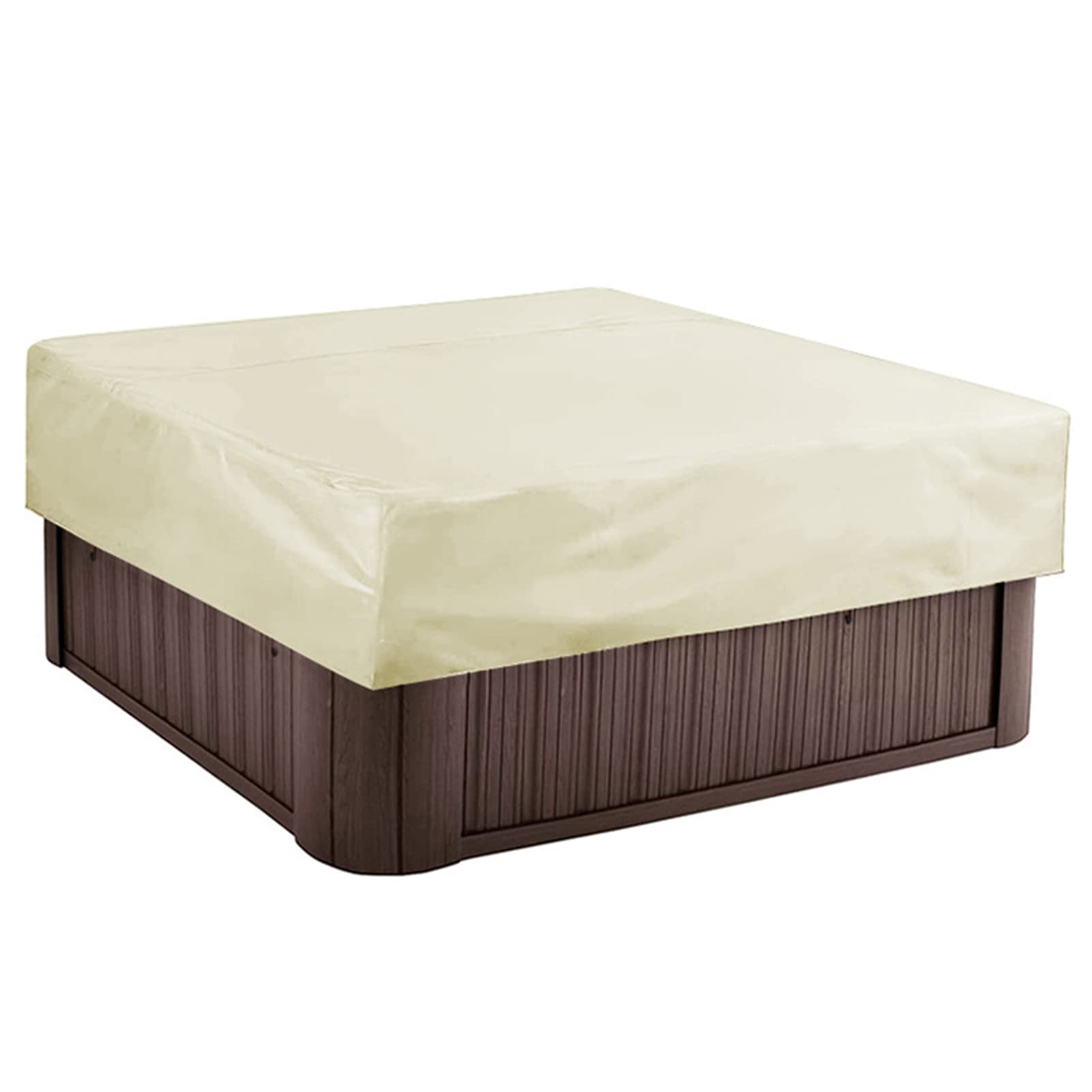 Housse de Spa carrée, Housse de Protection pour Spa avec élastique, étanche à l'eau, résistante au Soleil et aux UV, Housse de Bain de Source Chaude pour l'extérieur.,Beige,220x220x30cm
