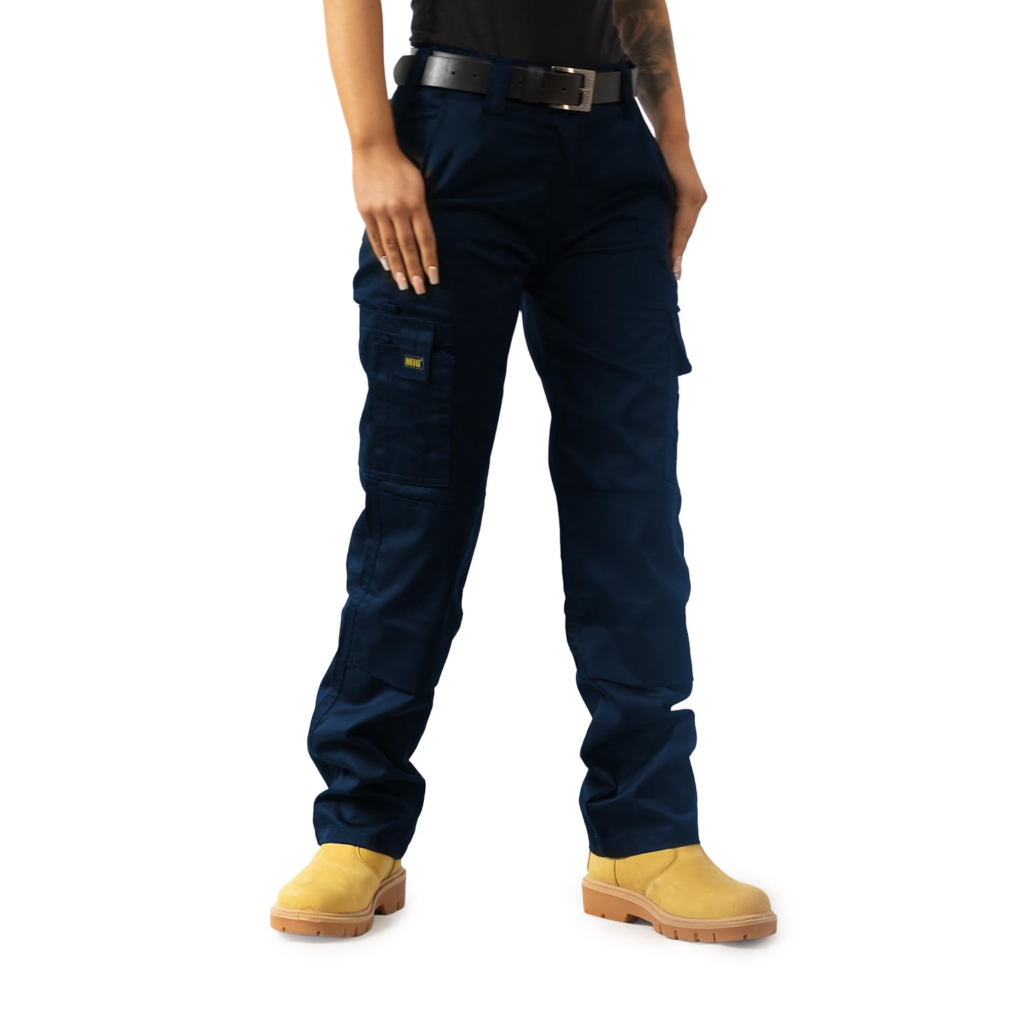 Mig Women's Navy Cargo Combat Work Trousers: /Leg R/Waist 14