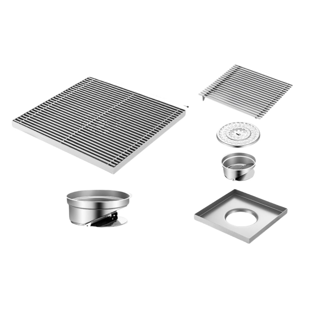 KJdxfhFH Bathroom floor drains, Anti Blocking Drain Brushed Outdoor Large Diameter Floor(30 * 30cm)