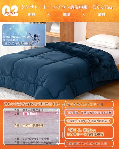 棉素 Mensu Mensu 掛け布団 シングル 冬 シンサレート【宇宙服の次世代断熱材・シンサレート全面使用】【SUPER HOT】 の商品画像 3