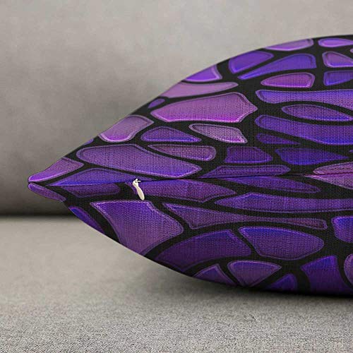 Hosnye Glass Mosaic Style Linen Throw Pillow Case Purple Abstract Stained Pillow Cushion Covers Home Sofa Decorative 18 X 18 Inch #TOP5