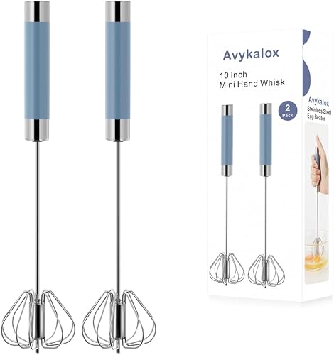 2 Pack Semi Automatic Whisk, Stainless Steel Mini Hand Push Whisks for Cooking, Easy to Use Hand Mixer Egg Beater Wisking Tool for Cooking, Whisking, Beating, Stirring