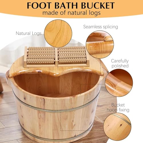 Masajeador spa de pies de madera de cedro sólido 16" miniatura 4