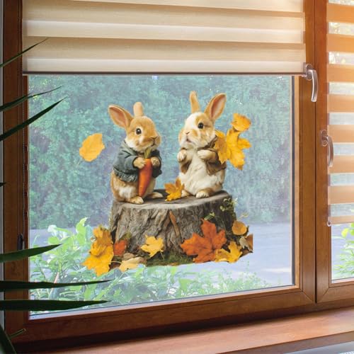 Vinilos decorativos Achang con conejitos otoñales acuarelados miniatura 6