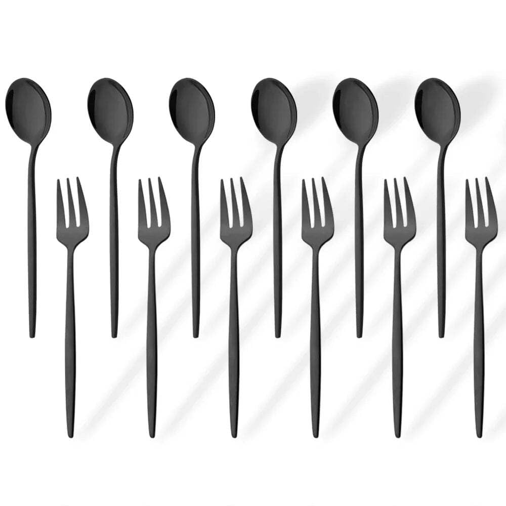 Fourchette salade et couverts de cuisine dorés en acier inoxydable