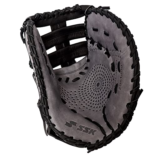 Ssk Z5 Craftsman Baseball First Base Mitt – 12” – 12.25” – 12.5” – Right & Left Hand Throw (12.5" - Right Hand Throw, Grey/Black) #TOP2