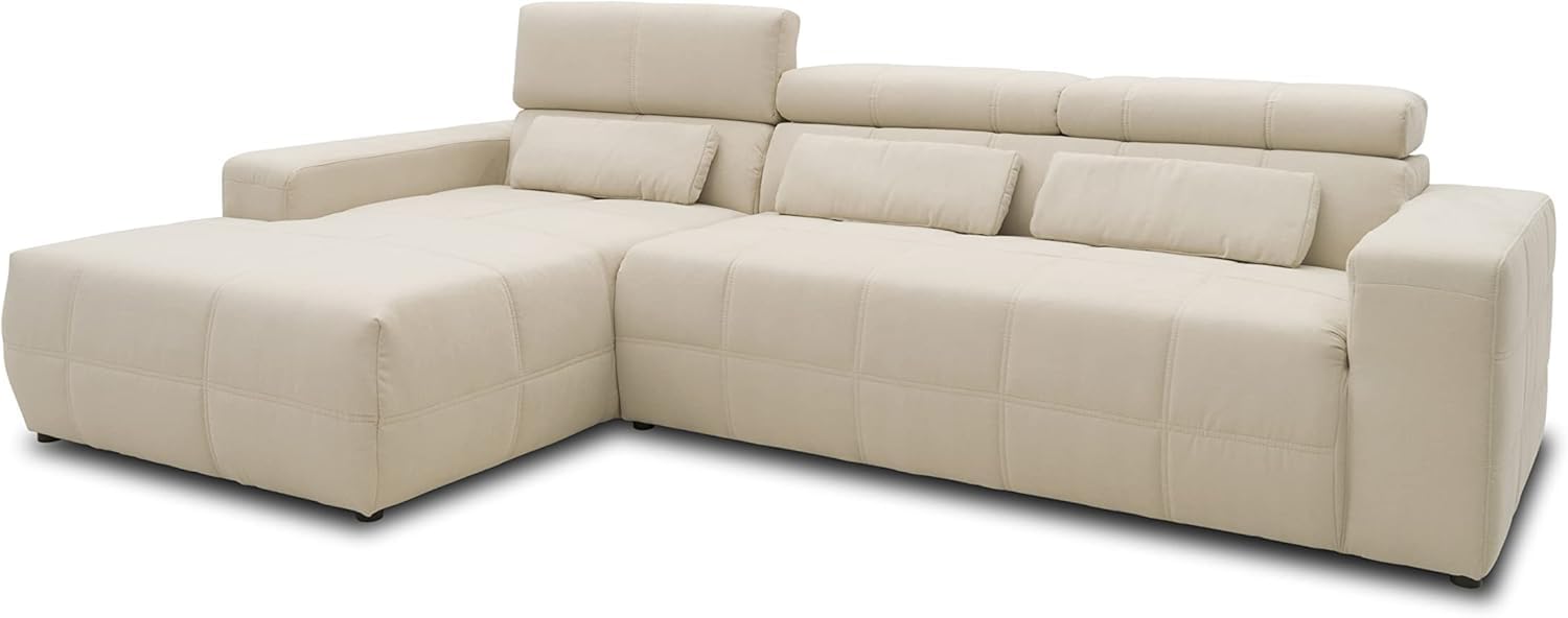 DOMO collection Brandon Canapé d'angle avec Dossier en Forme de L Beige 285 x 175 x 98 cm