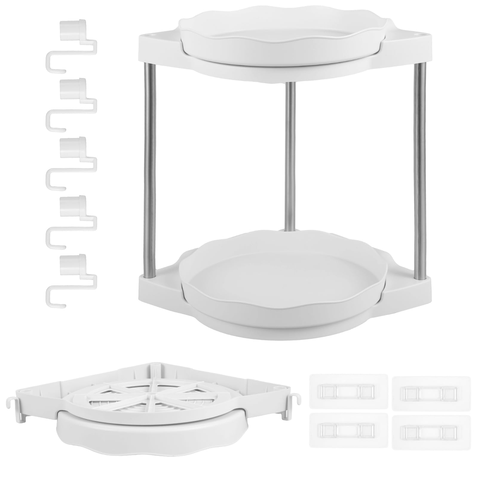 Corner Shower Caddy 360 Rotating Shower Organizer Wall Mounted Shower Caddy Corner No Drilling Corner Shower Shelf Two