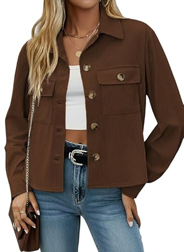 Sukiglam Giacca Donna in Velluto a Coste Casual Colletto Rivoltato