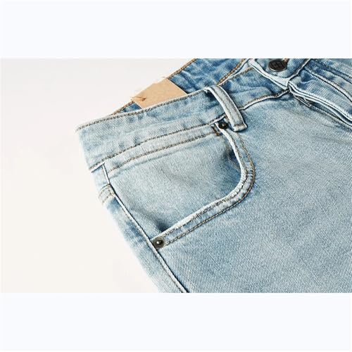 Mnjyihy Men's Slim Fit Jeans High Street Distressed Washed Blue Stretch Skinny Button Fly Ripped Jeans Pants4