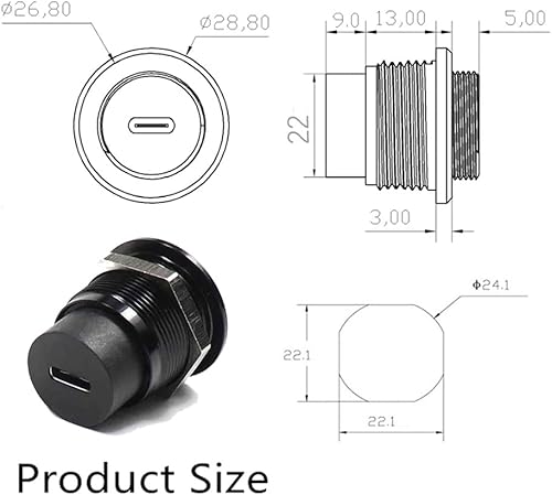 Miniatura 5 de PENGLIN Acoplador de montaje en panel USB 3.1 tipo C, adaptador USB C hembra a hembra de paso para red de audio y video equipo industrial