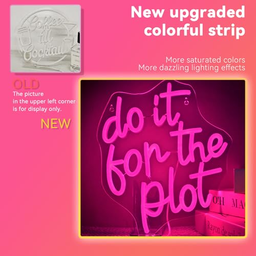 Image of Do It for Plot Neon Light Dimmable LED Neon Sign for Wall Decor USB Powered Light Up Signs Pink LED Light for Drama Lover Party Gift Bedroom Movie Night